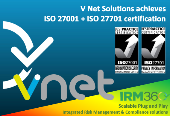 V Net Solutions erhält die Zertifizierung nach ISO 27001 und ISO 27701!