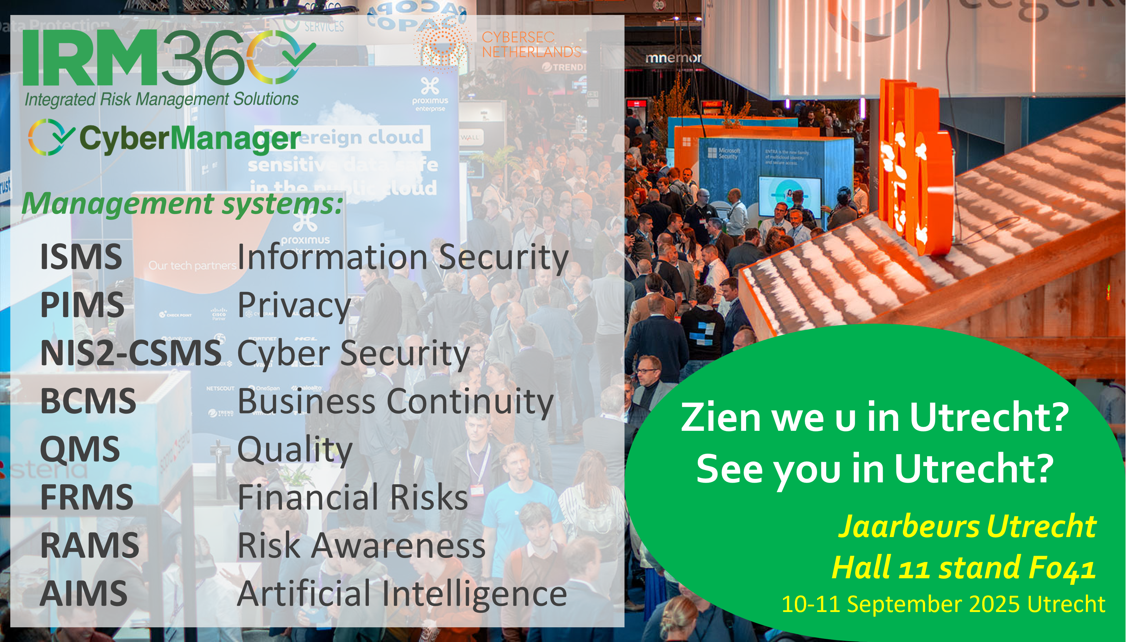 Vi er med! IRM360 på Cybersec Netherlands i Utrecht!